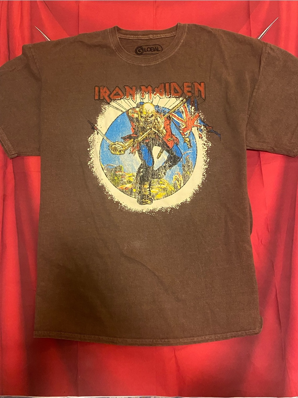 Iron Maiden Graphic Tee - Brown Short Sleeve Crew Neck